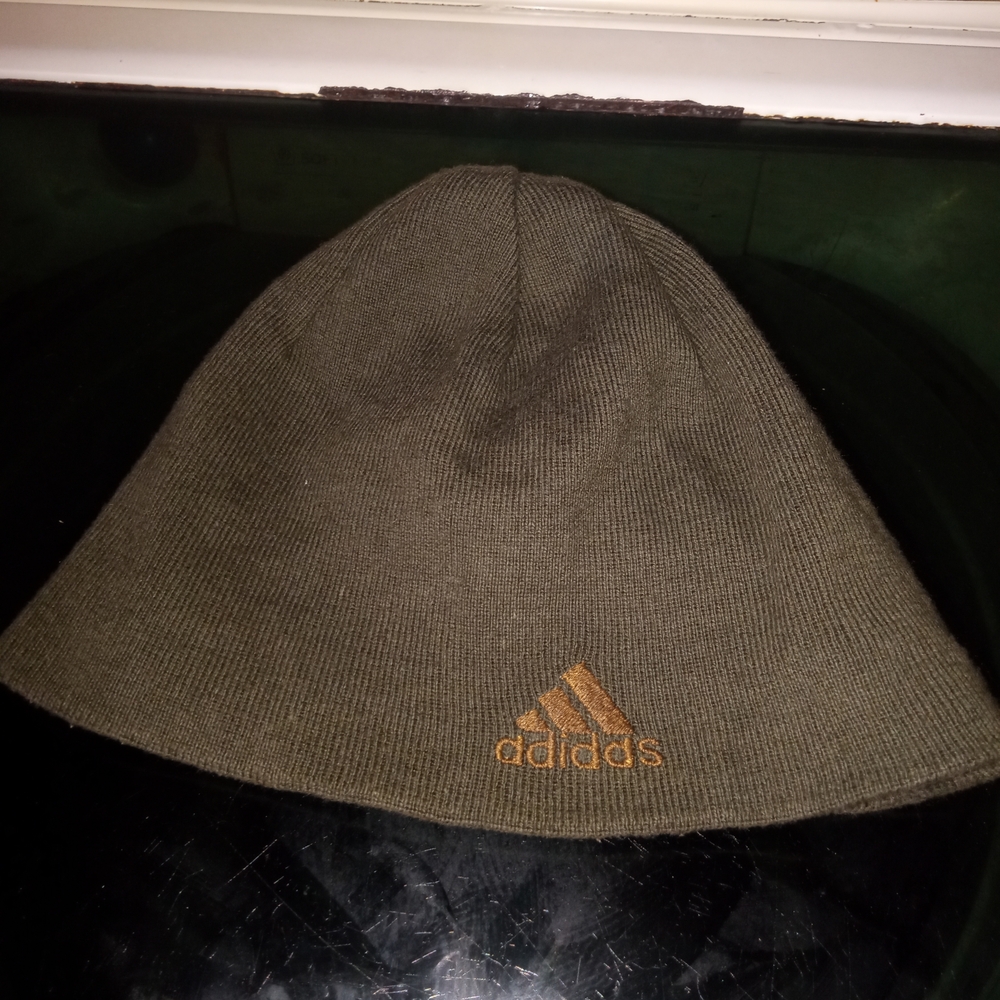 adidas Olive Green Beanie with Brown Logo